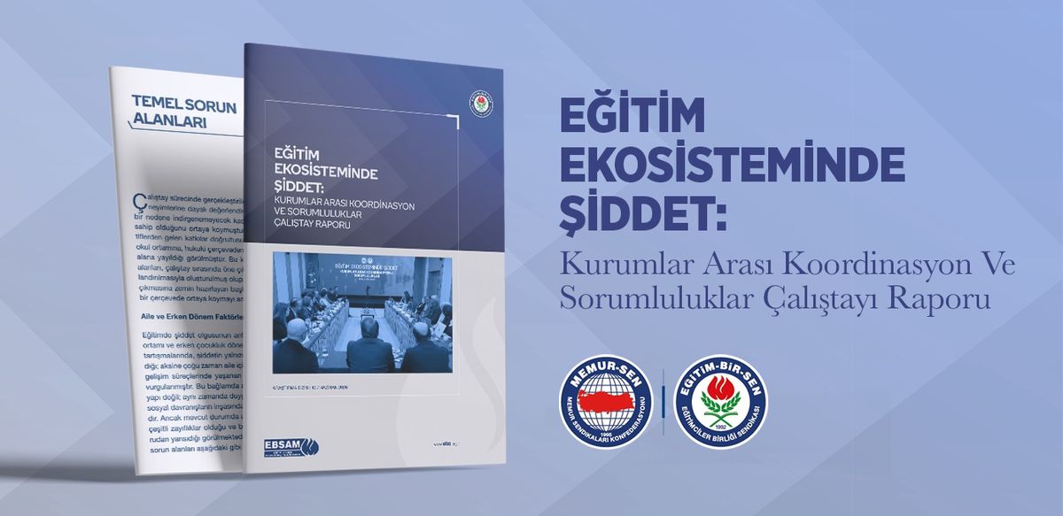 Eğitim-Bir-Sen logosu ve 'Eğitimde Şiddete Karşı Bütüncül Model' yazısı