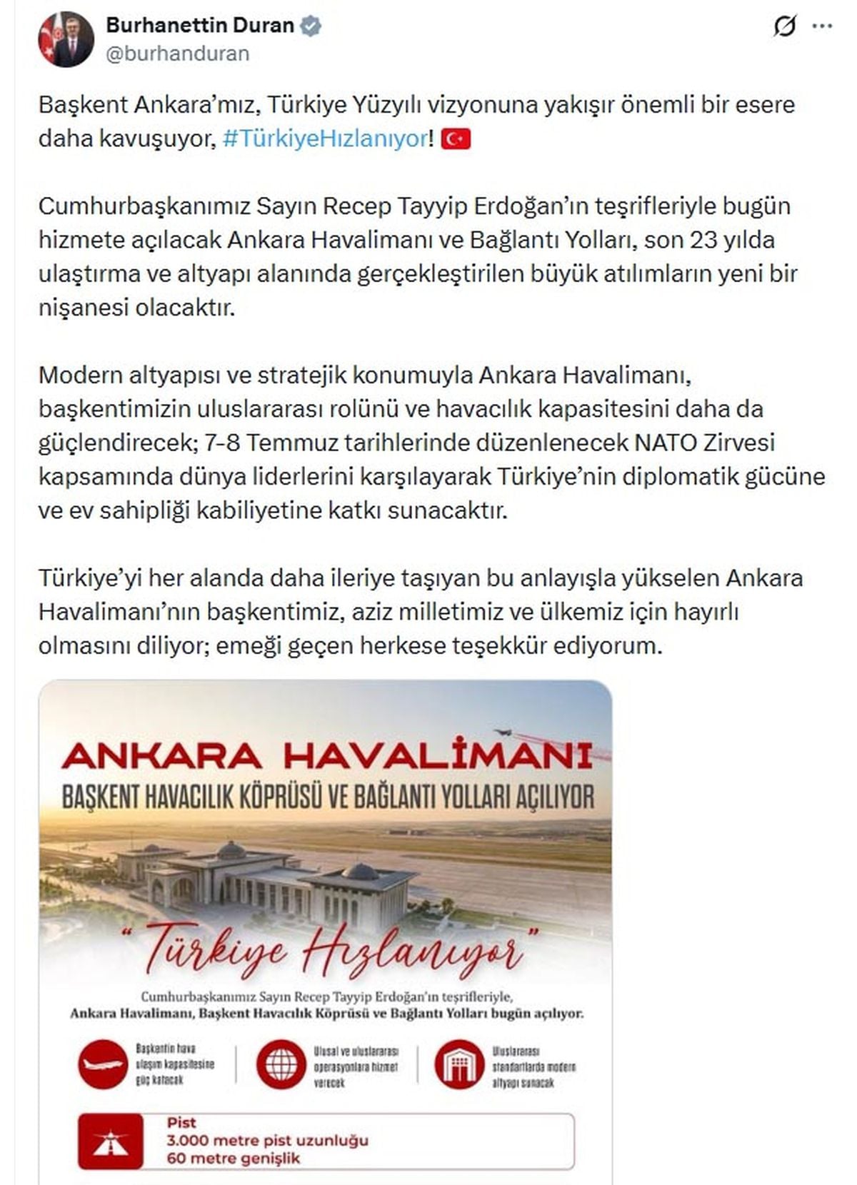 Ankara Havalimanı Hizmete Açılıyor: NATO Zirvesi'ne Ev Sahipliği Yapacak