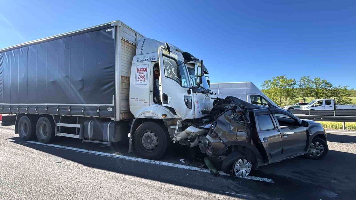 TEM Otoyolu'nda kamyon cipi önüne katıp sürükledi: 2 yaralı