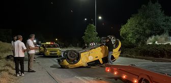 Eskişehir'de takla atan taksideki 2 yolcu yaralandı