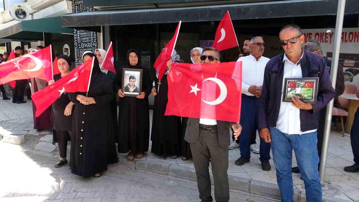 Van'da evlat nöbeti tutan aileler çocuklarının fotoğraflarıyla eylem yapıyor.
