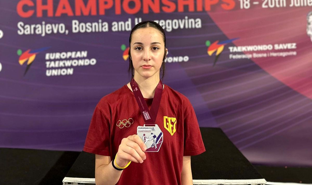 Rümeysa Girgin'in taekwondo müsabakasından bir görüntüsü.