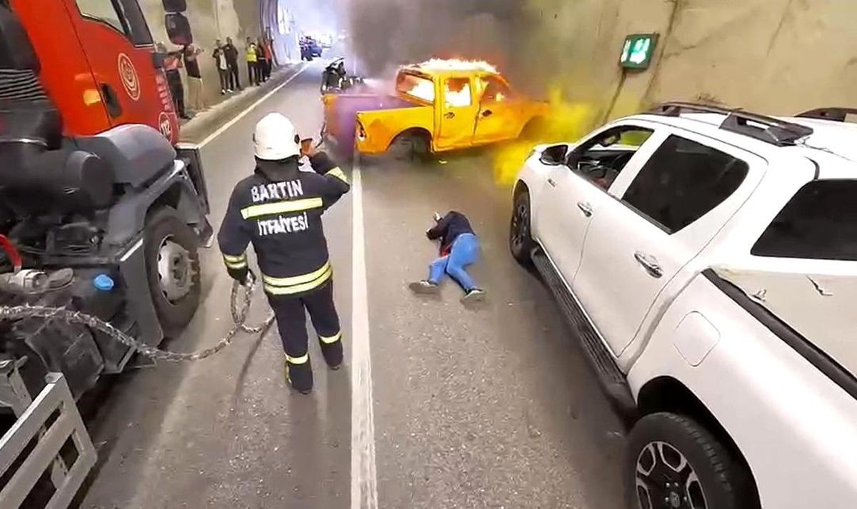 Bartın'da tünel içerisinde gerçeği aratmayan tatbikat