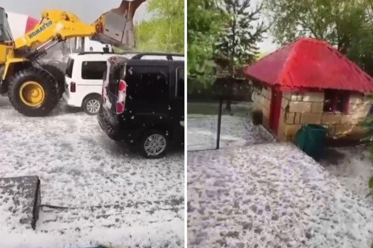 Kars'ta fındık büyüklüğünde dolu yağdı: Akyaka ve Arpaçay beyaza büründü