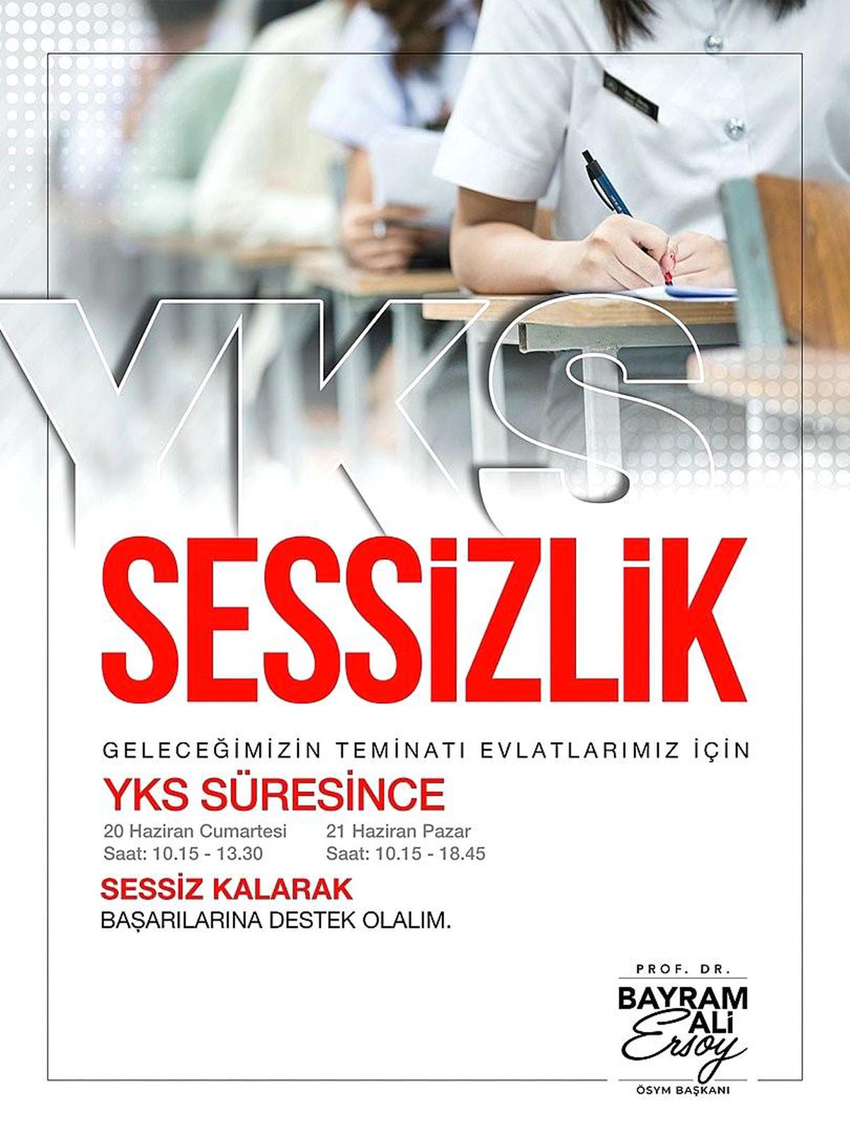 ÖSYM Başkanı Ersoy: 'YKS süresi boyunca adaylarımızın olumsuz etkilenmemesi için lütfen sessiz olalım'
