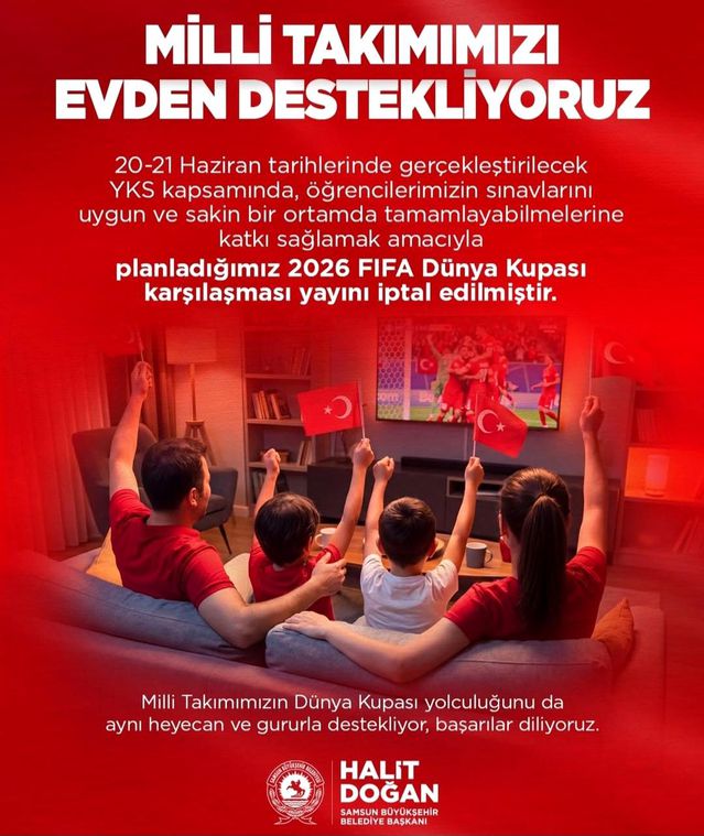 Samsun’da milli maç gösterimine YKS arası