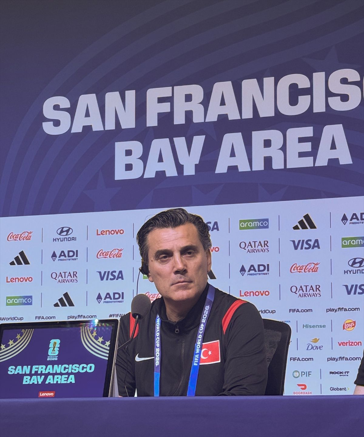 A Milli Futbol Takımı Teknik Direktörü Vincenzo Montella, maç öncesi açıklamalarda bulunuyor.