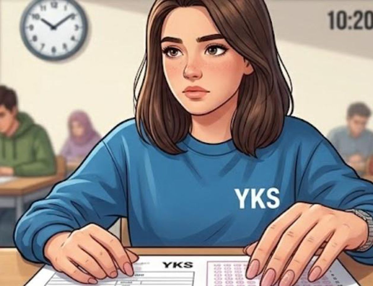 YKS sınavına hazırlanan adaylar ve ÖSYM binası görseli.