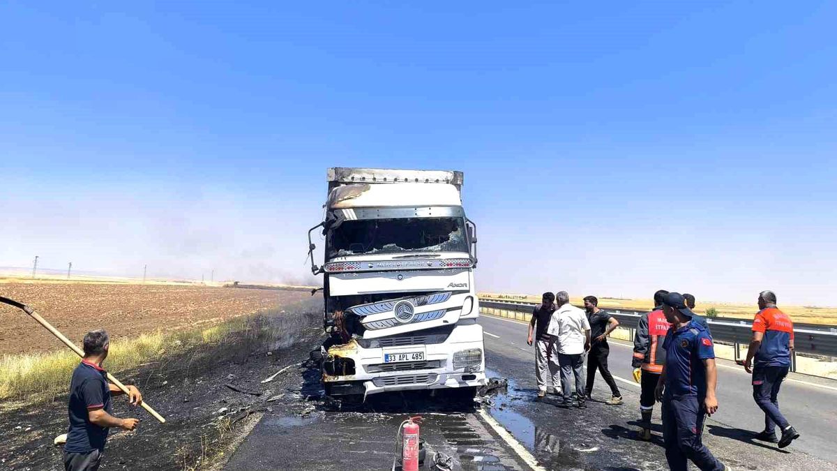Mardin'de seyir halindeki tırda çıkan yangın söndürüldü