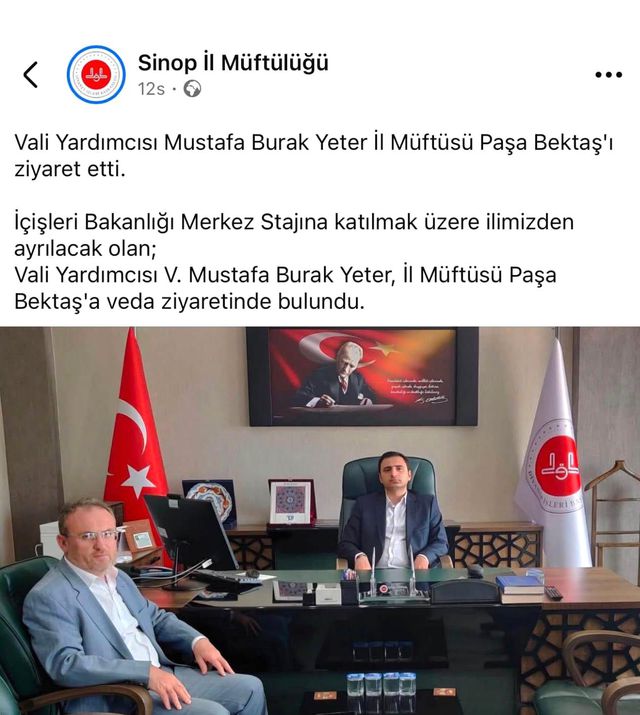 Müftülükte tartışma yaratan görüntü: Stajyer vali yardımcısı vekili makam koltuğuna oturdu, Diyanet camiasından tepki geldi