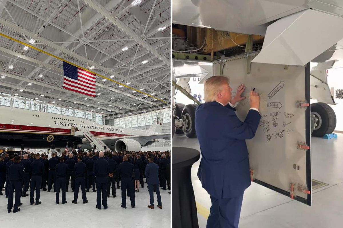 Donald Trump'ın imzaladığı Boeing 747-8 tipi geçici Air Force One uçağının iç mekanı