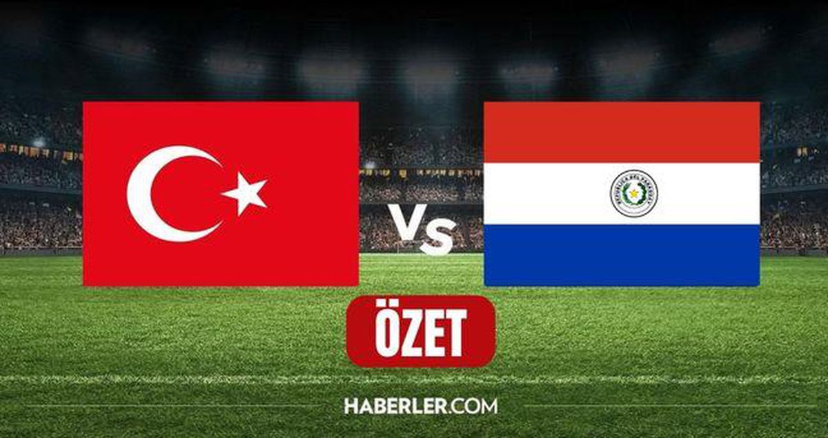 Türkiye ve Paraguay milli takımları futbolcuları sahada mücadele ederken