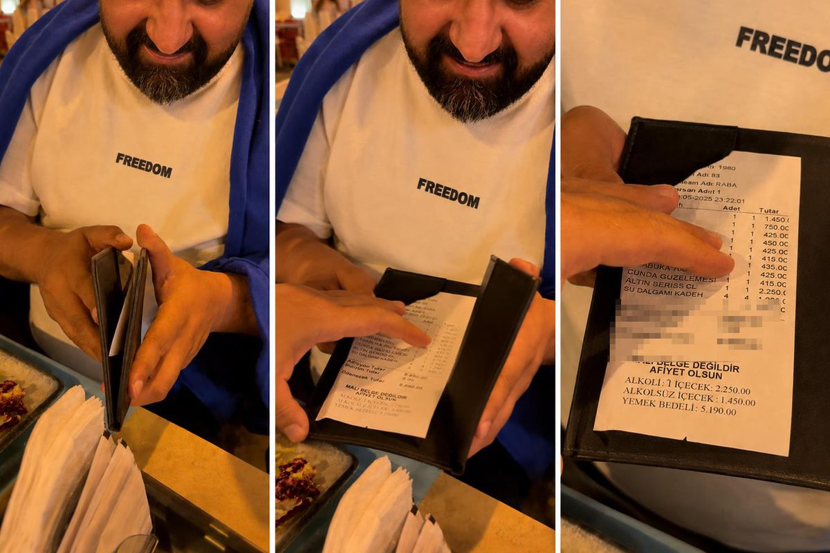 Ayvalık'ta bir restoranda gösterilen yüksek fiyatlı menü ve hesap.