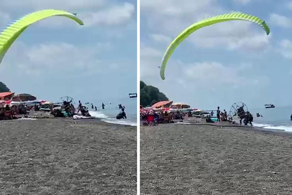 Plajda kontrolden çıkan motorlu paraşüt kalabalığa daldı: 3 yaralı