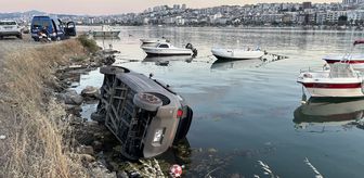 Samsun'da elektrikli araç limandaki kayalıklara devrildi