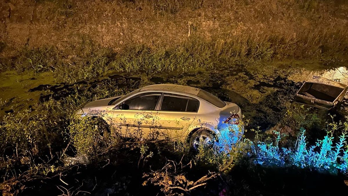 Samsun'un Çarşamba ilçesinde tarlaya giren otomobil.