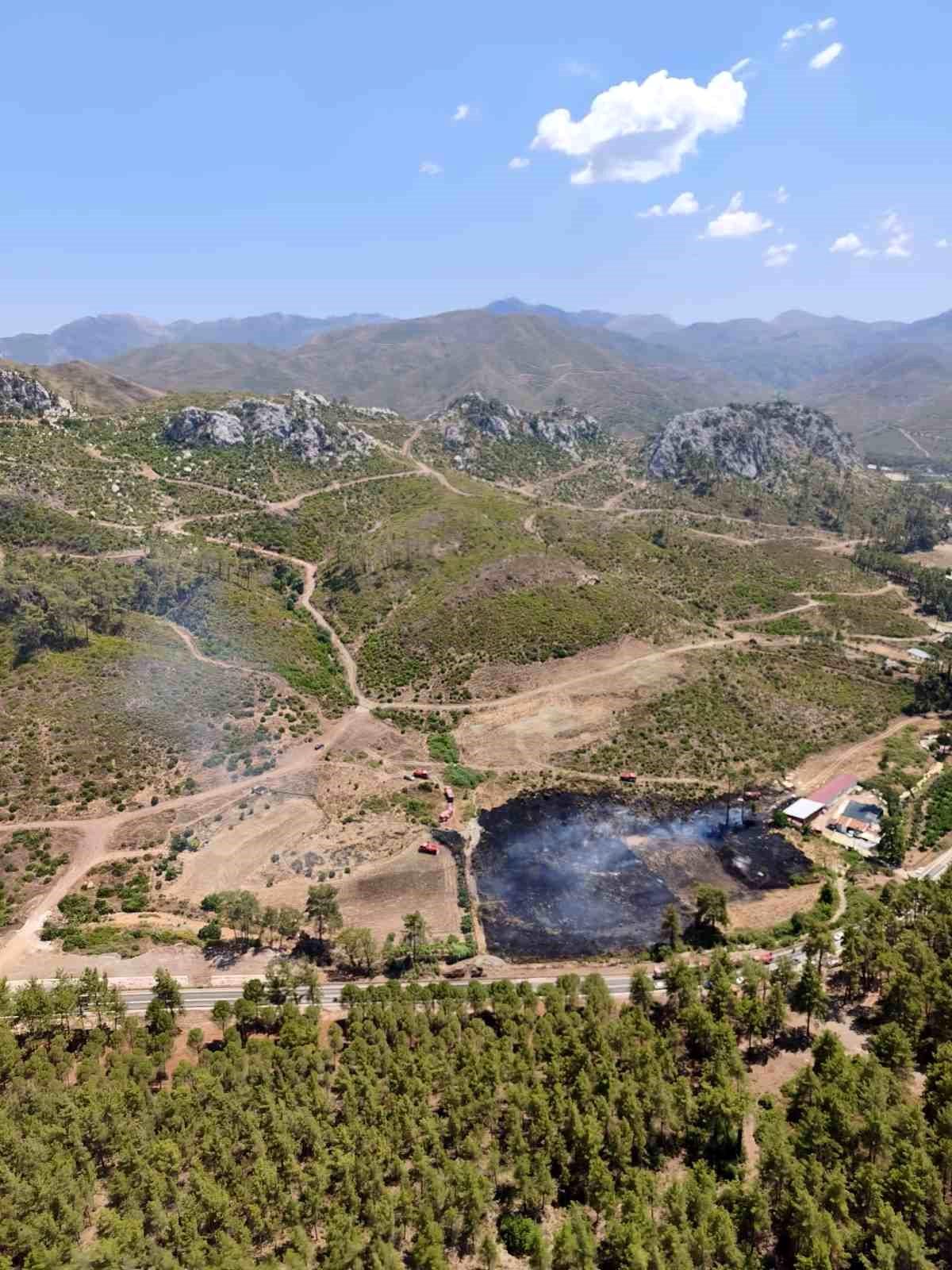 Marmaris'te çıkan orman yangını söndürme çalışmaları