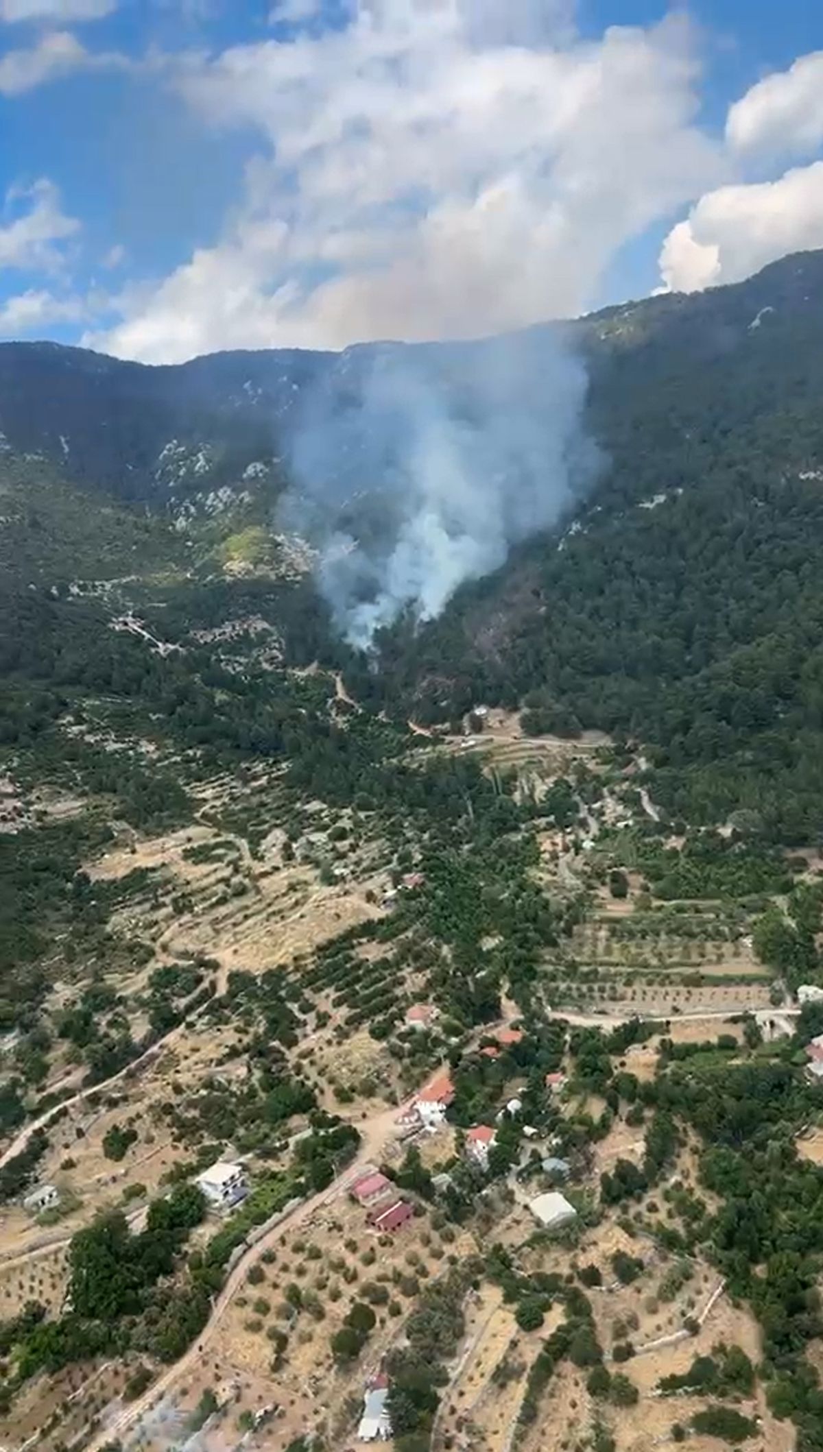 Kaş'ta orman yangını sonrası soğutma çalışmaları