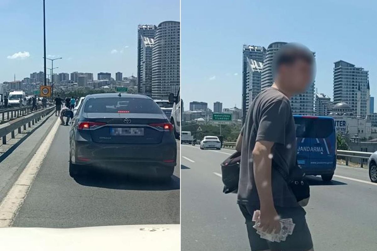 Paralar TEM'e saçıldı, herkes toplamak için birbiriyle yarıştı