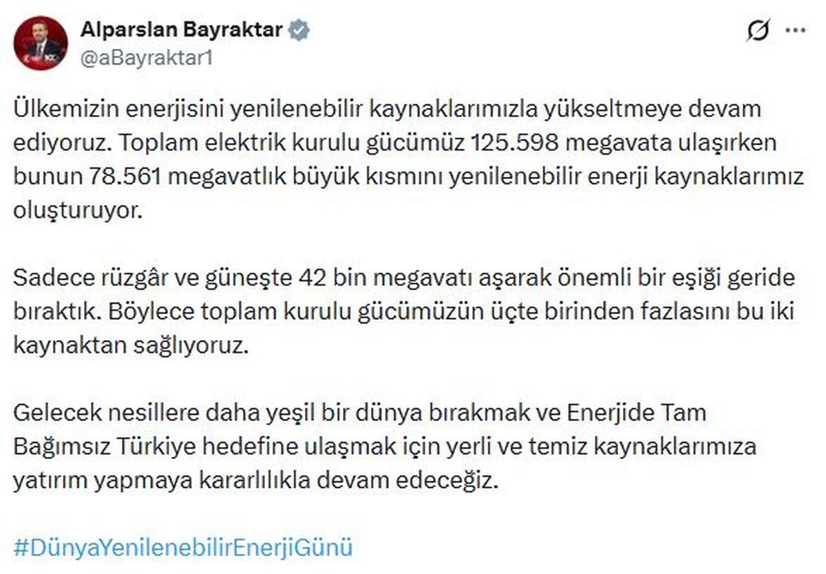 Türkiye'nin elektrik kurulu gücü 125 bin 598 megavata çıktı