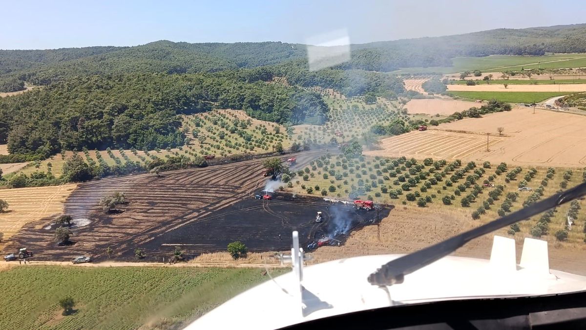 Çanakkale'de ormanlık alana sıçrayan yangın söndürme çalışmaları