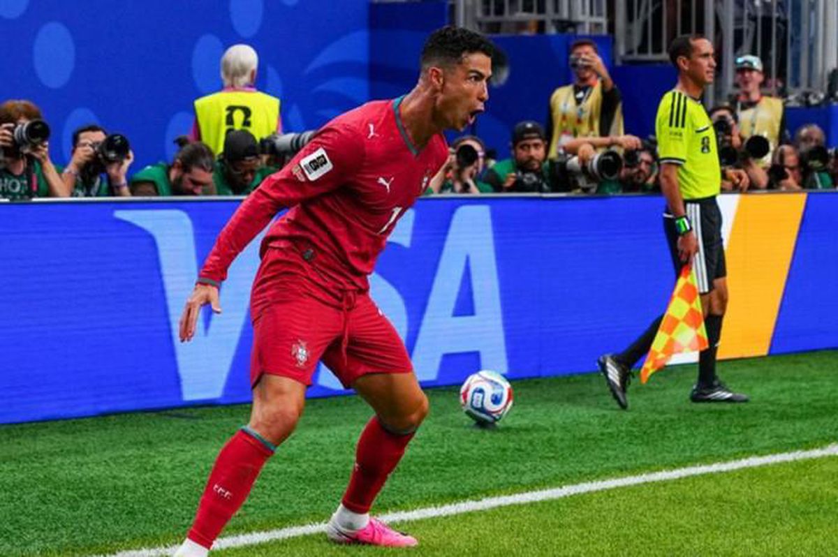 Cristiano Ronaldo'nun Dünya Kupası maçında attığı gol sonrası sevinci.