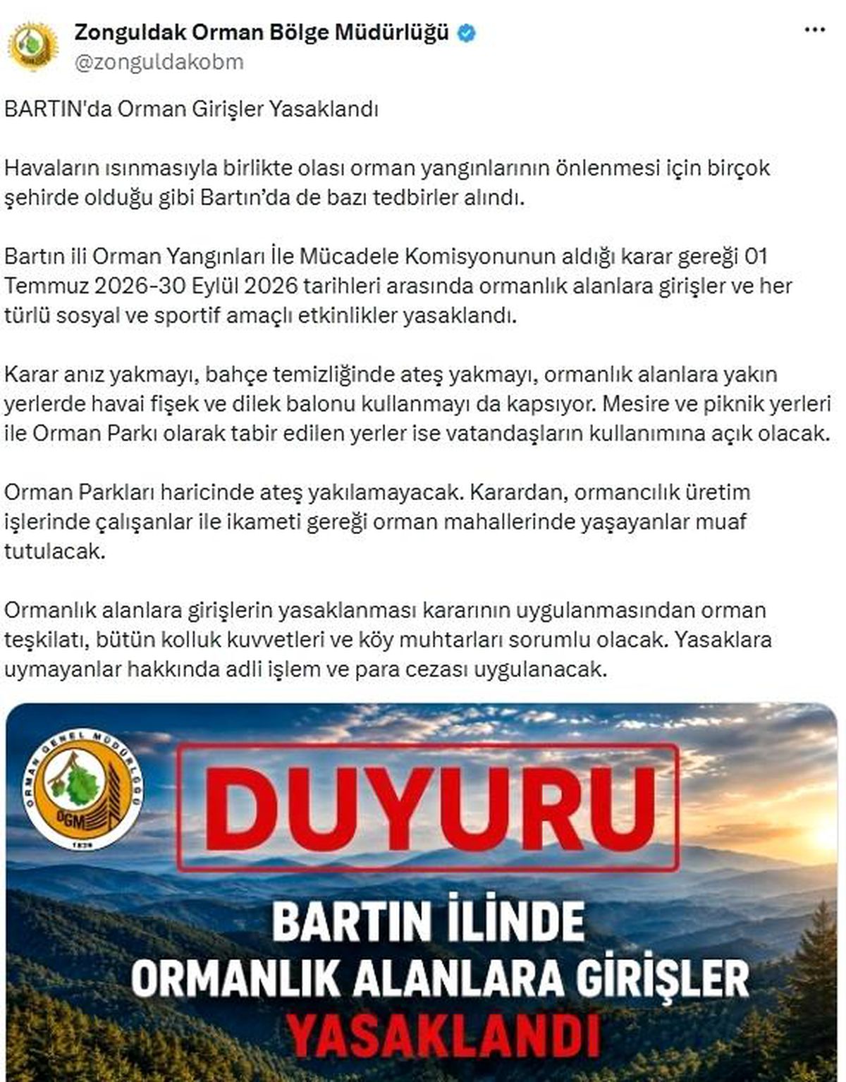 Sıcaklıklar arttı, ormanlara giriş yasaklandı