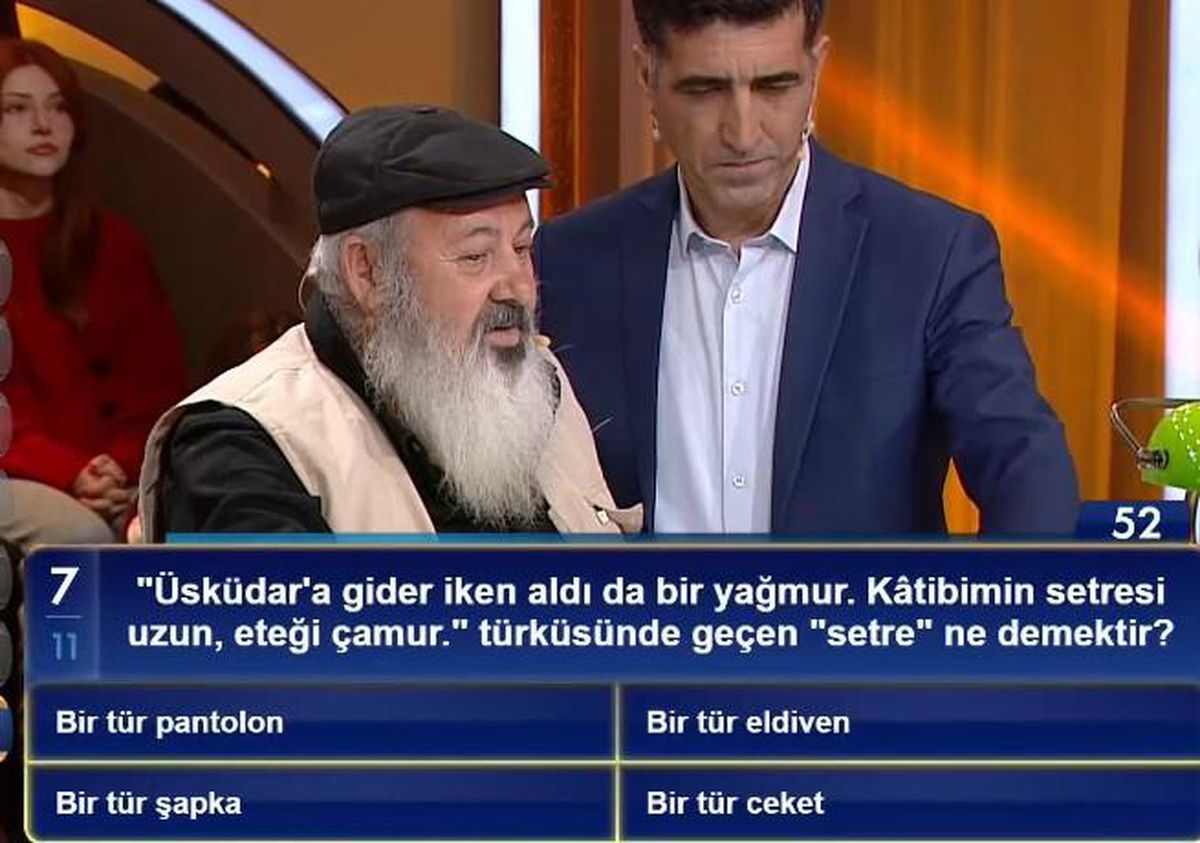 ''Üsküdar'a gider iken aldı da bir yağmur. Kâtibimin setresi uzun, eteği çamur.'' türküsünde geçen ''setre'' ne demektir?