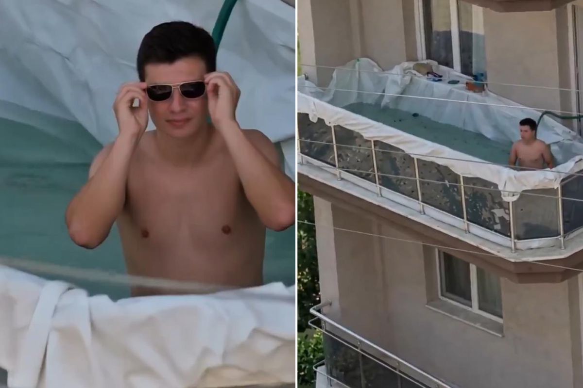 Yaz sıcağına ''Mühendis'' çözümü! Balkonunu devasa bir havuza çevirdi