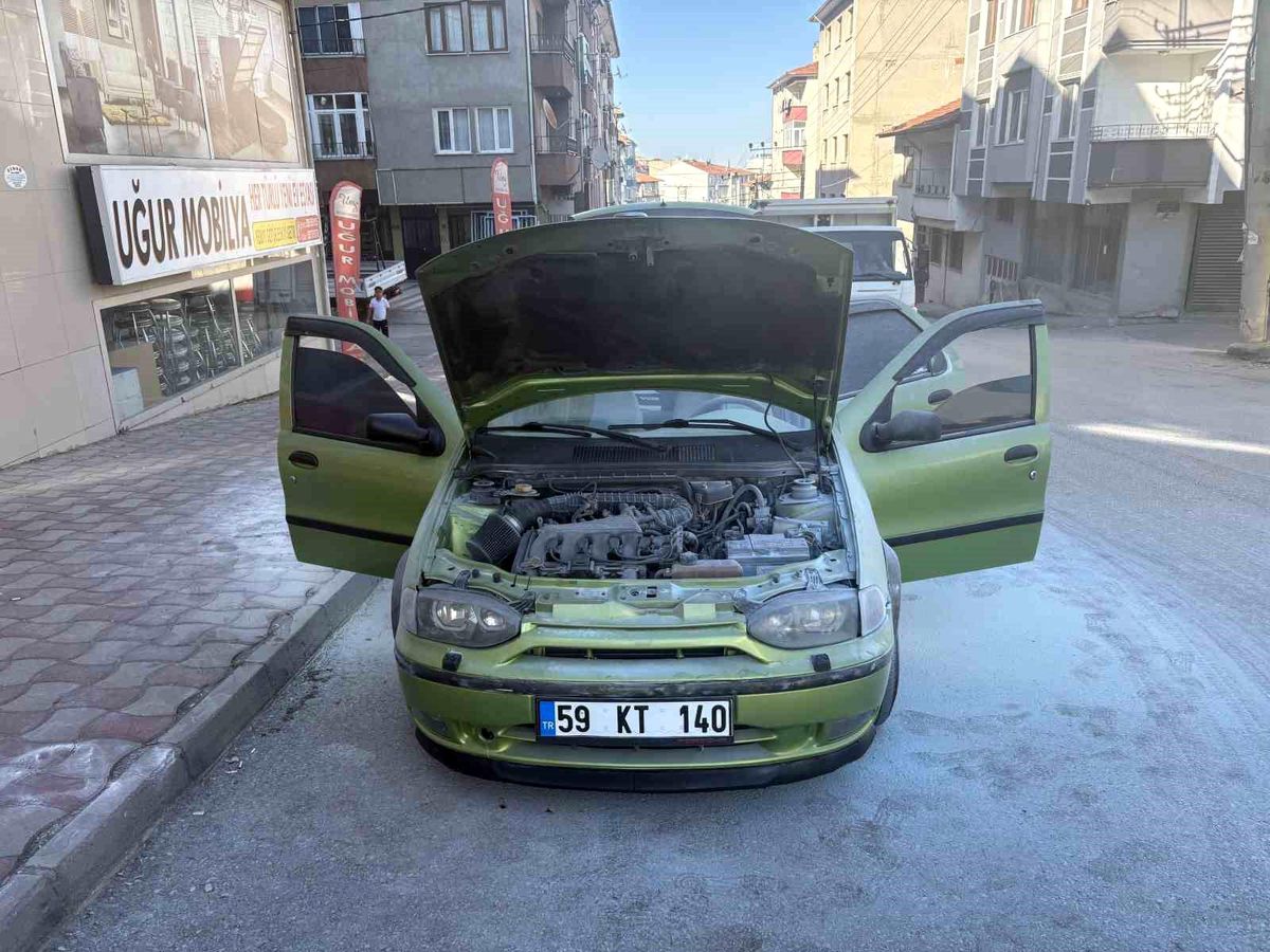 Tosya'da park halindeki otomobilde yangın