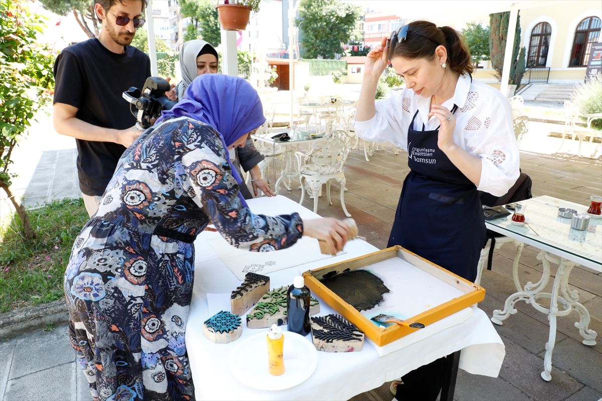 Samsun Kültür Yolu Festivali'nde tahta baskı atölyesi düzenlendi