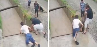 Sel sularına kapılan 12 yaşındaki çocuğu vatandaşlar son anda kurtardı