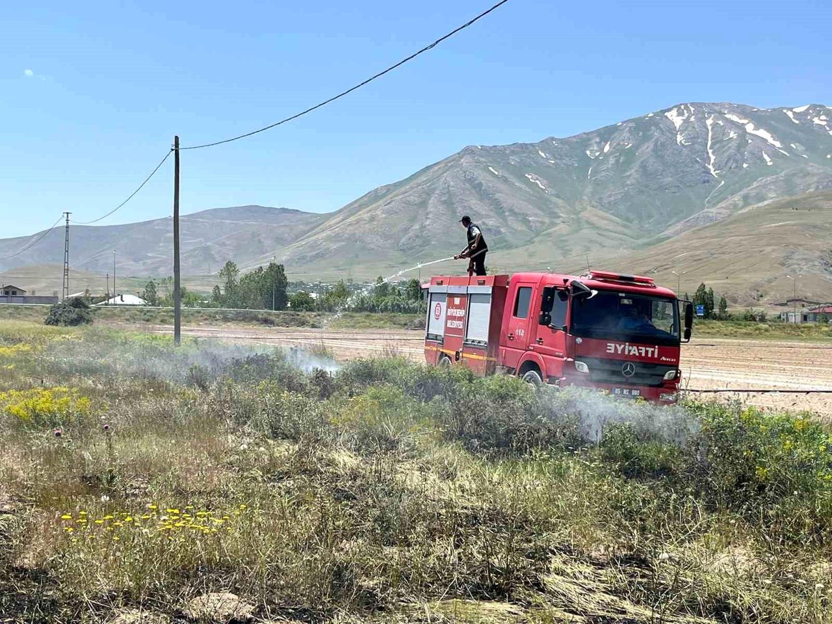 Van'da anız yangını
