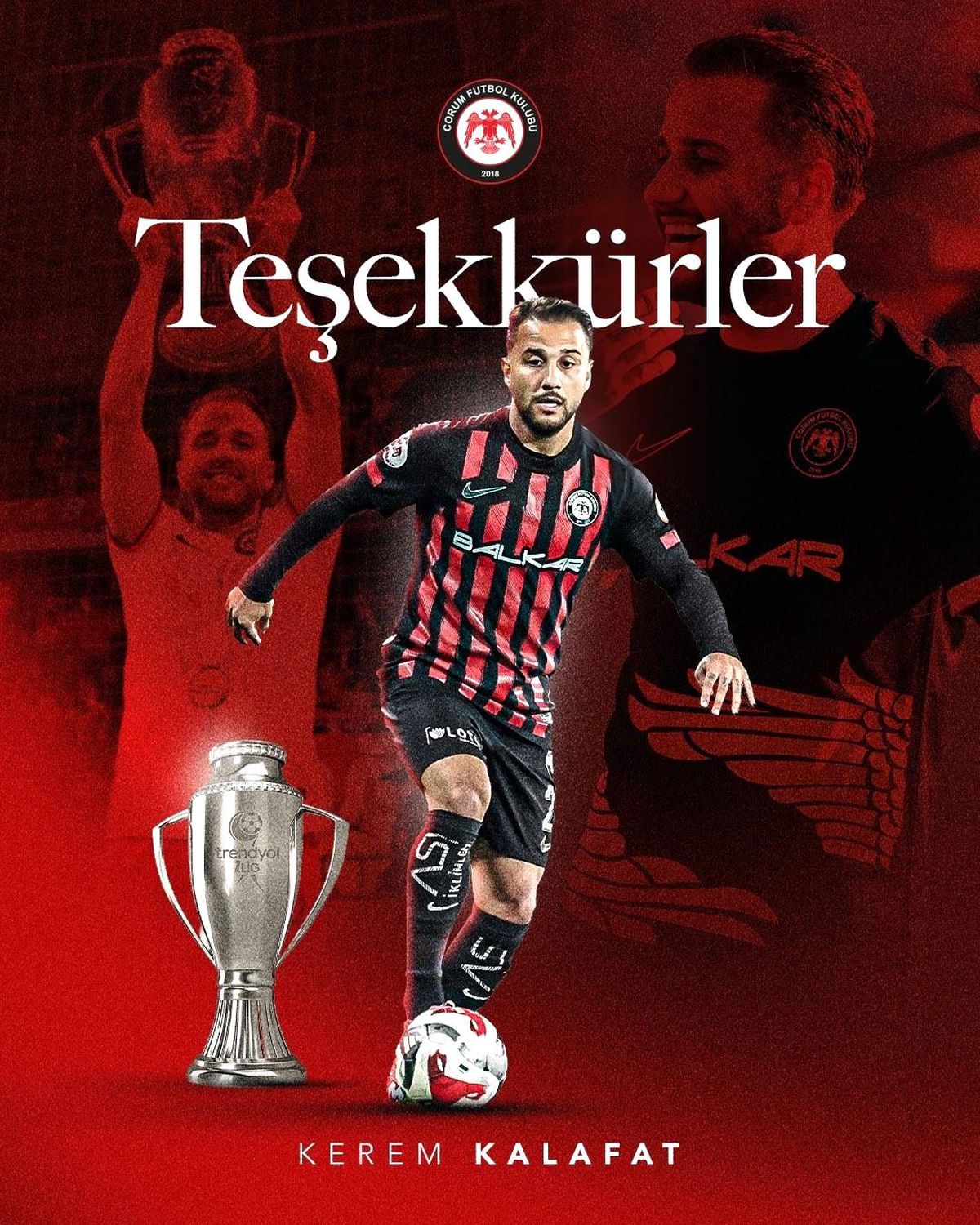 Çorum FK, Kerem Kalafat'a veda etti