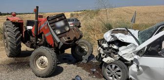 Edirne'de traktörle otomobilin çarpıştığı kazada 2 kişi yaralandı