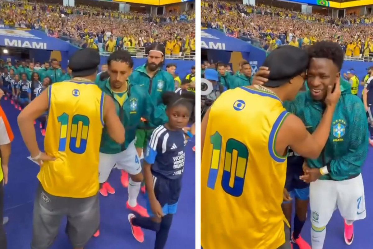 Ronaldinho ve Brezilya milli takımı oyuncuları sahada