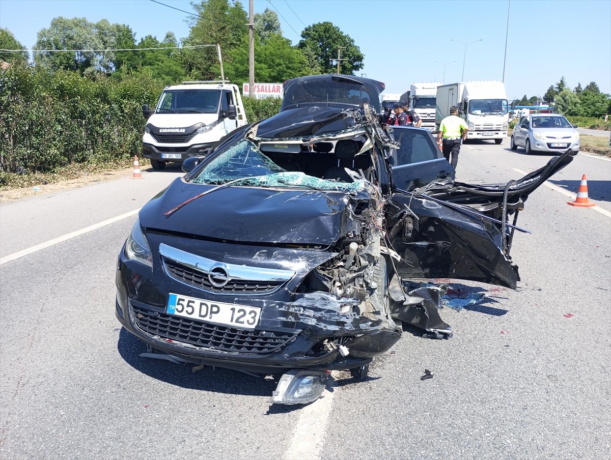 Samsun'da trafik kazası sonrası olay yeri