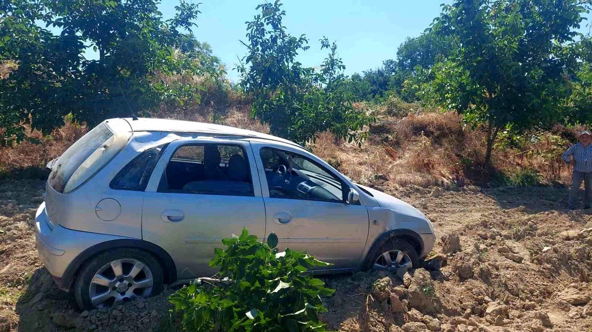 Kontrolden çıkan otomobil meyve bahçesine uçtu: 4 yaralı