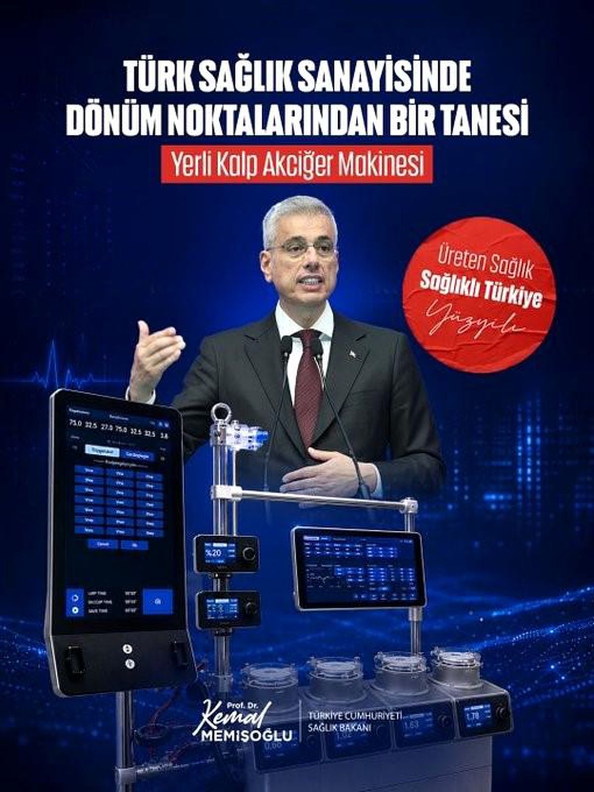 Bakan Memişoğlu'ndan 'Yerli Kalp Akciğer Makinesi' paylaşımı