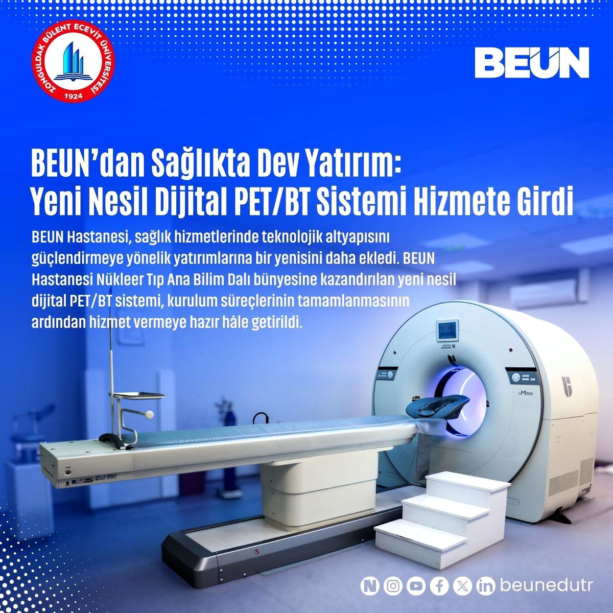 BEUN'dan sağlıkta dev yatırım, yeni nesil dijital PET/BT sistemi hizmete girdi