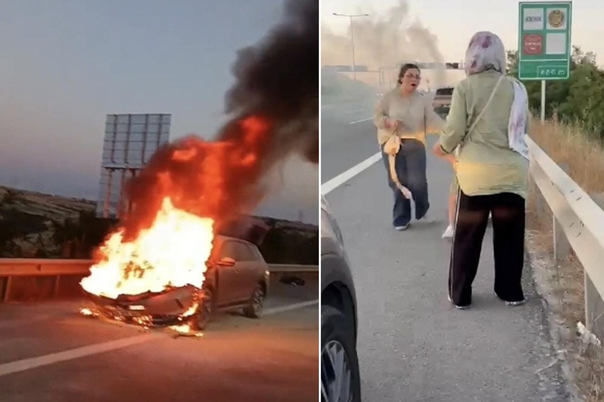 Elektrikli otomobilde faciaya ramak kala! Aile saniyelerle kurtuldu
