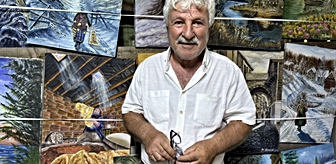 Emekli inşaat ustası 71 yaşındaki ressam altıncı sergisini açtı