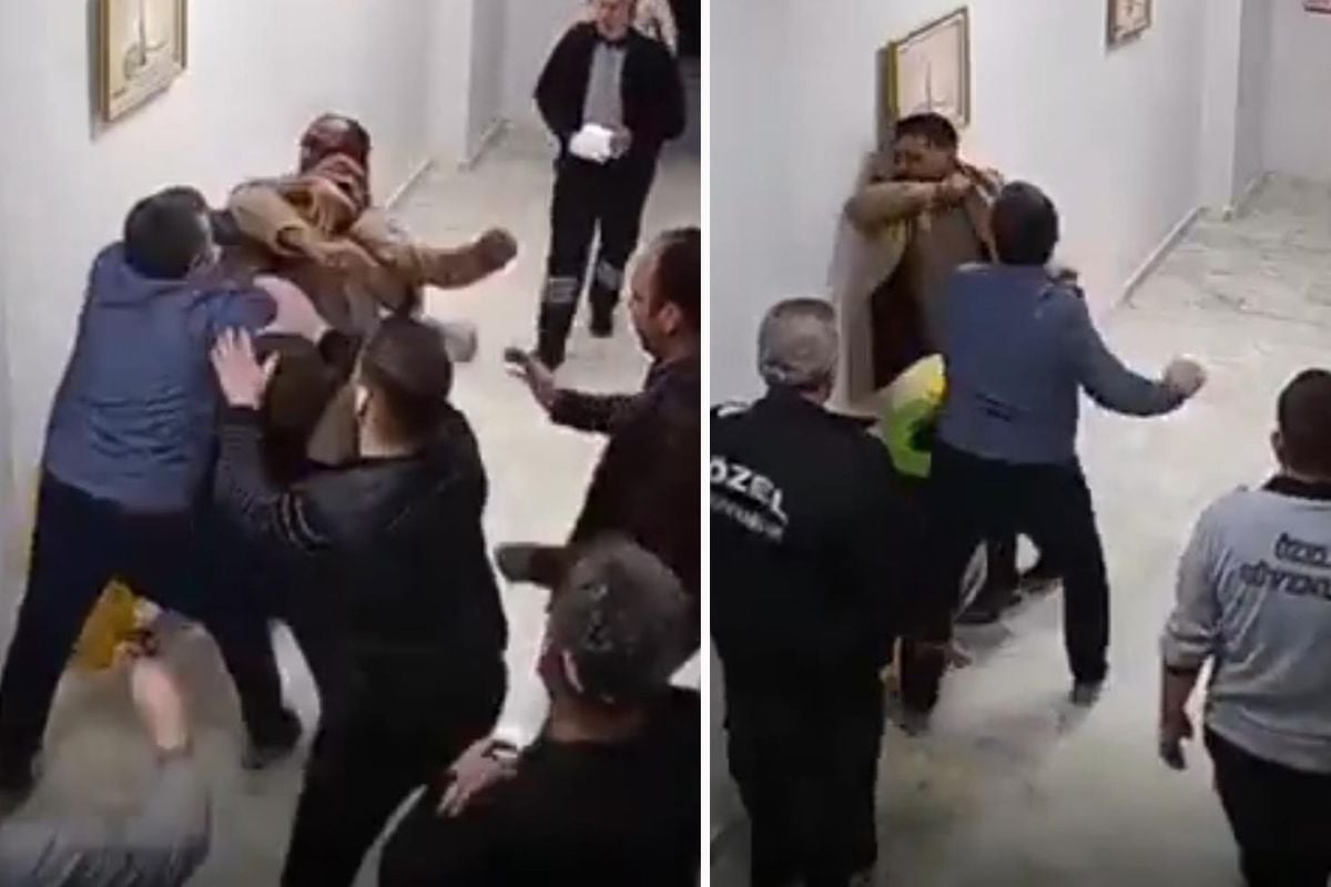 Eskişehir Sivrihisar Devlet Hastanesi'nde hastane müdürünün bir personeli darp ettiği anlara ait güvenlik kamerası görüntüsü.