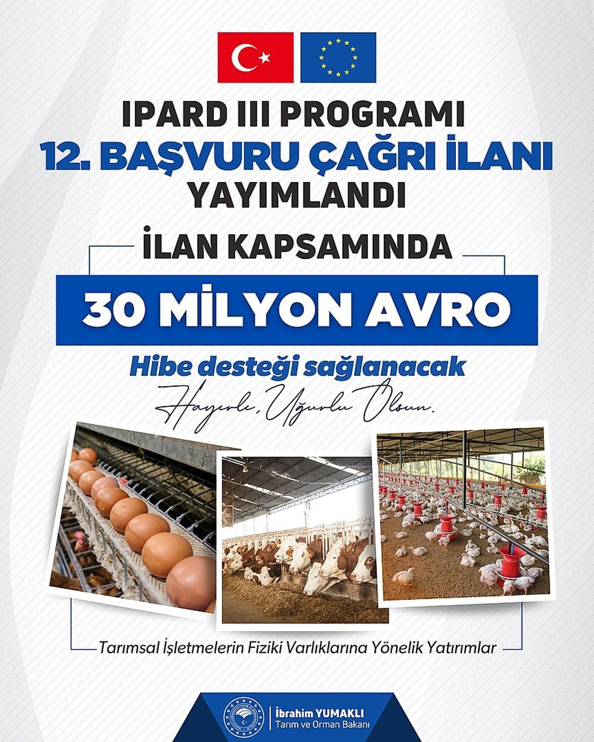 Bakan Yumaklı'dan 'IPARD 3 Programı' açıklaması