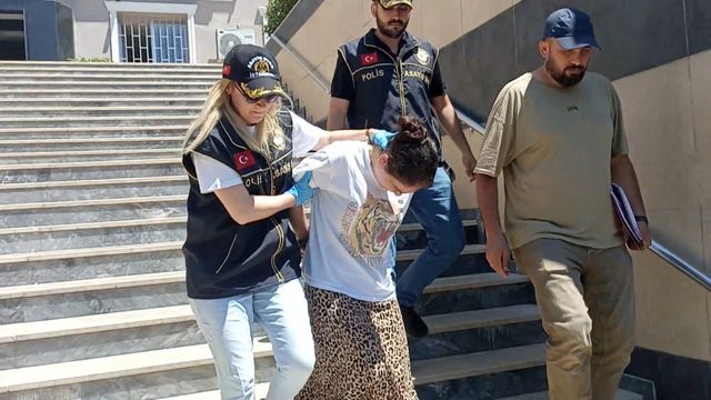Suspect Elif Ş. at police station