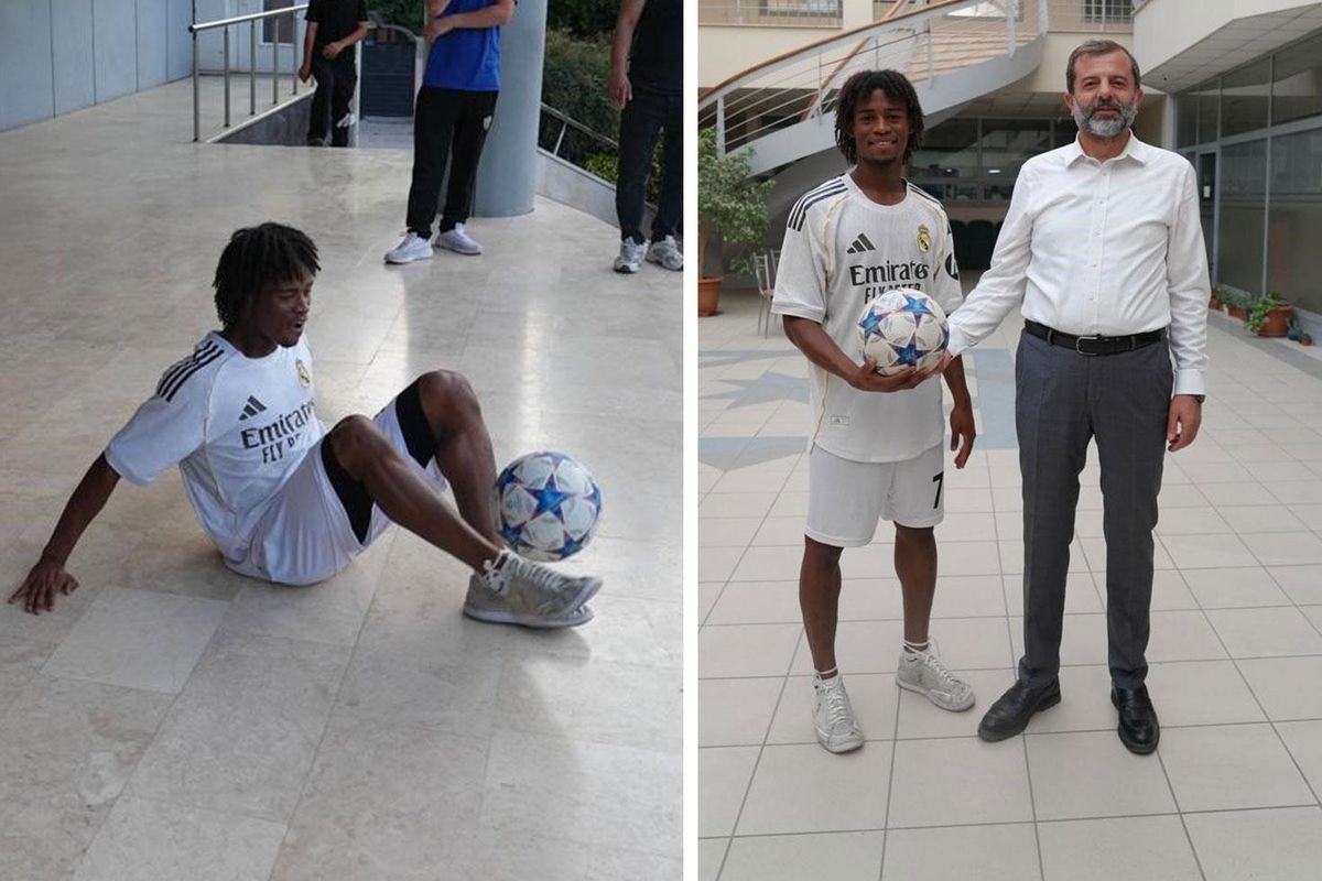 Abdoul Hamid Diallo Gürsu'da futbol gösterisi yaparken