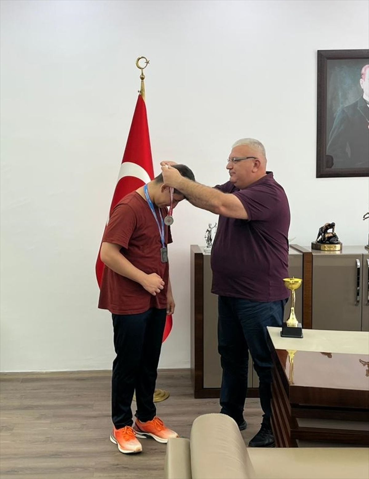 Türkiye ikincisi Judocu Ali Kağan Şentürkoğlu, Kaymakam Güneş'i ziyaret etti
