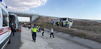 Aksaray'da yoldan çıkan otobüsteki 19 kişi yaralandı