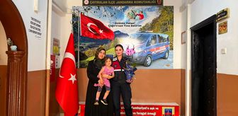 Kaybolduktan sonra bulunan Aybüke İnce'den jandarmaya teşekkür ziyareti