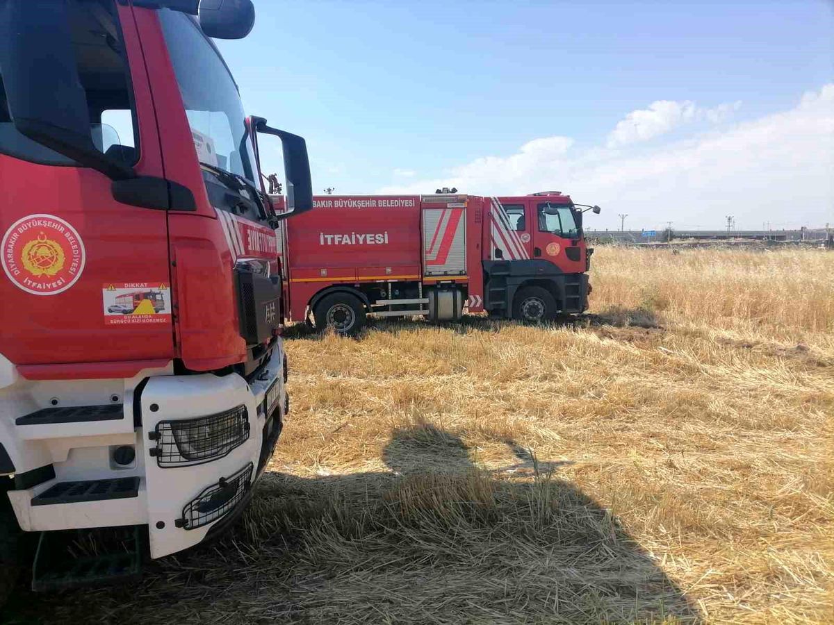 Diyarbakır'da anız yangınlarına itfaiye ekiplerinden müdahale